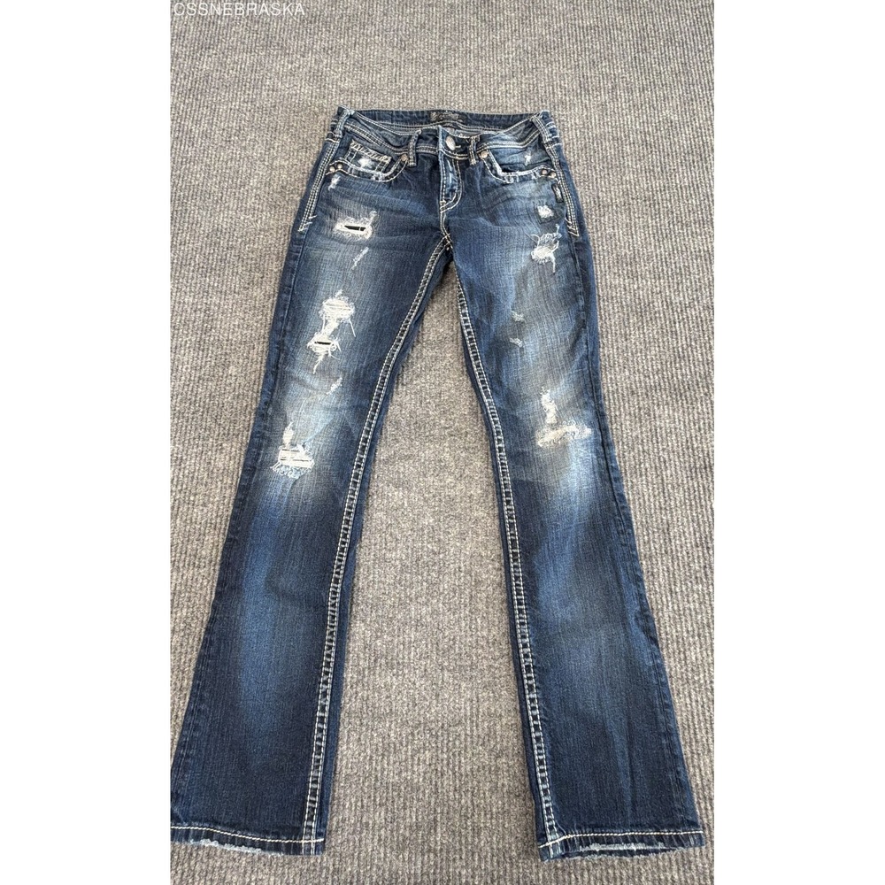Silver Jeans Co. Blue Bootcut Distressed Ripped Jeans - Size 28/33